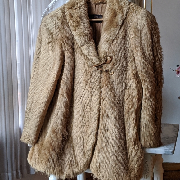 Fendi Jackets & Blazers - AUTH FENDI VTG TAN SHEARLING FUR COAT SILK LINED